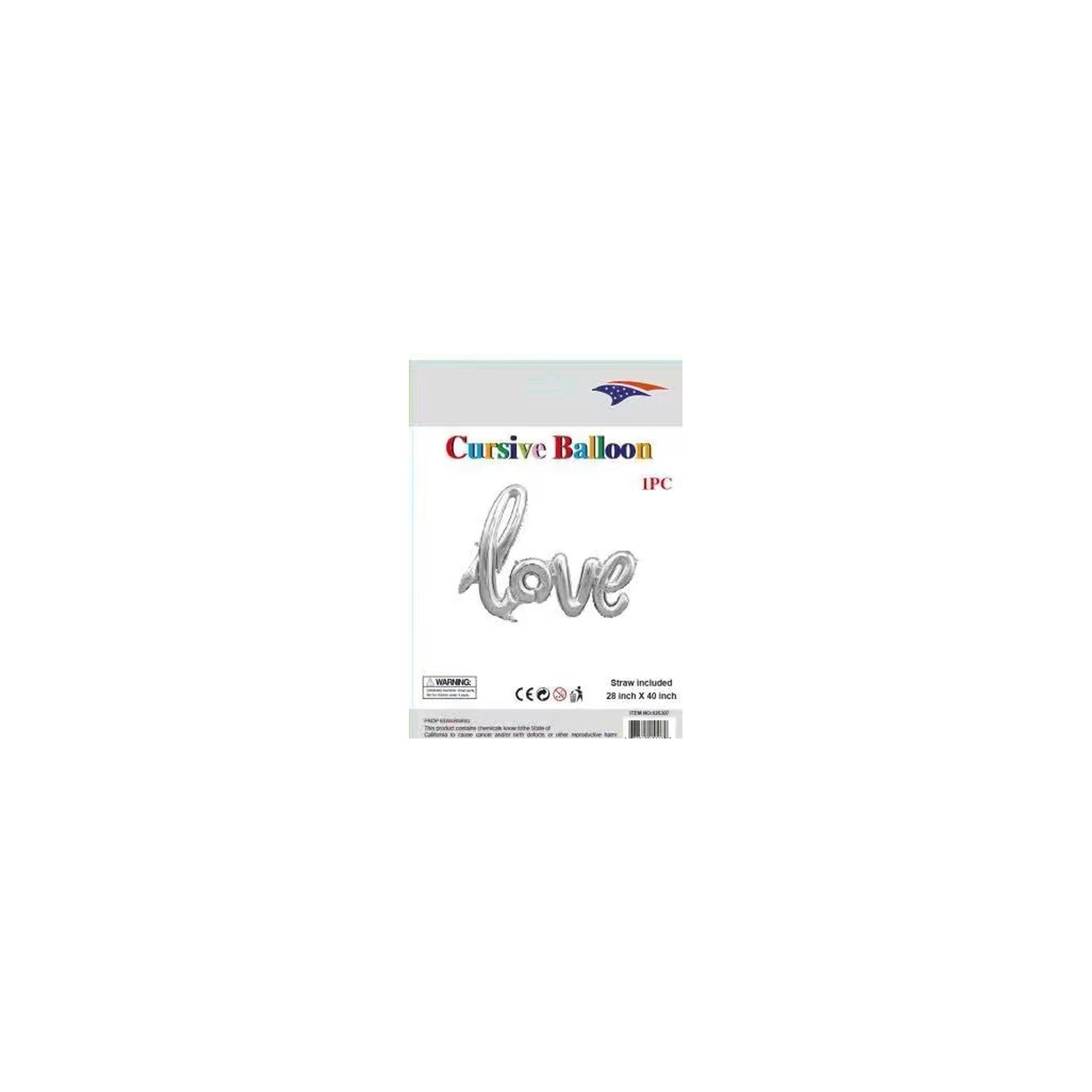 Cursive Ballloon Love Silver